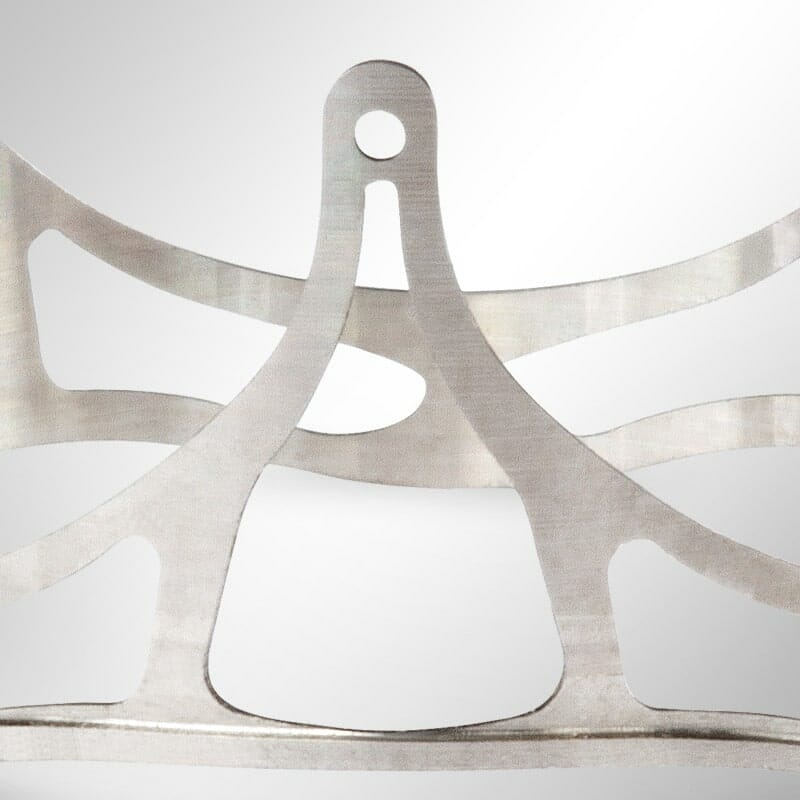 complex titanium heart valve prototype close-up